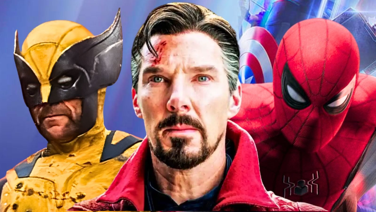 Montagem com personagens centrais do MCU ligados à Saga do Multiverso, incluindo Doutor Destino, Loki e Quarteto Fantástico