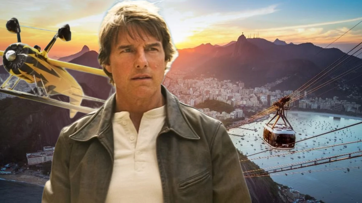 Arte conceitual de thriller de espionagem com dois homens idênticos frente a frente e mapa da América do Sul ao fundo