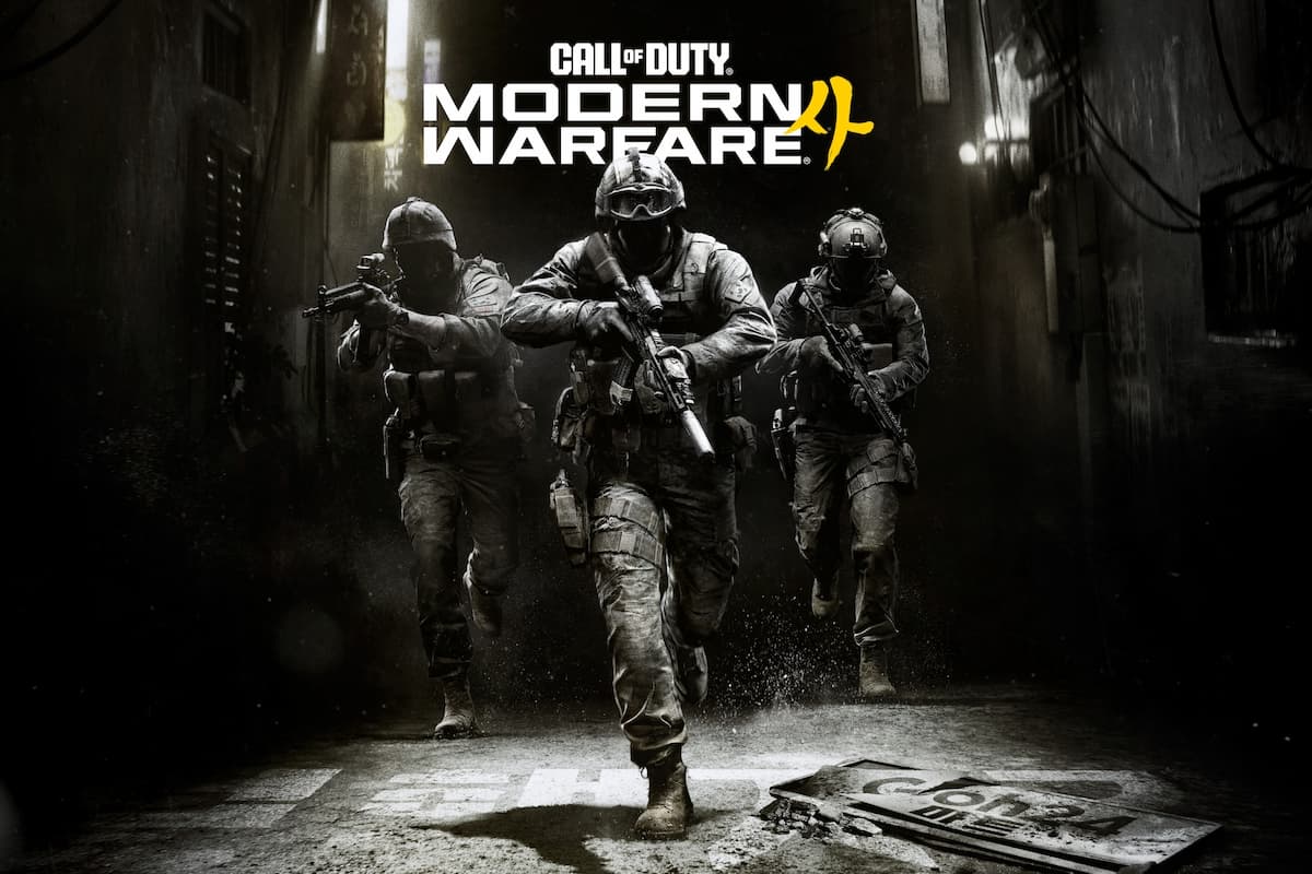 Cena do trailer de Call of Duty: Modern Warfare 4 com combate urbano em Nova York à noite, helicópteros e fumaça