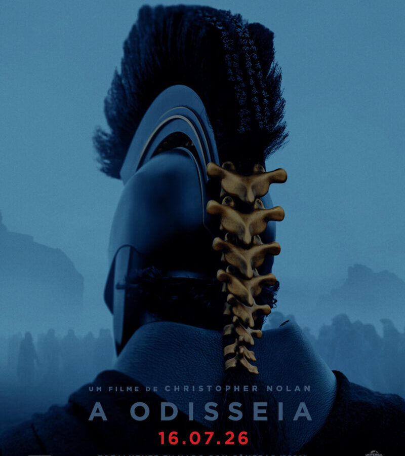 Matt Damon caracterizado como Odisseu em cenário marítimo épico de A Odisseia, imagem promocional imaginada