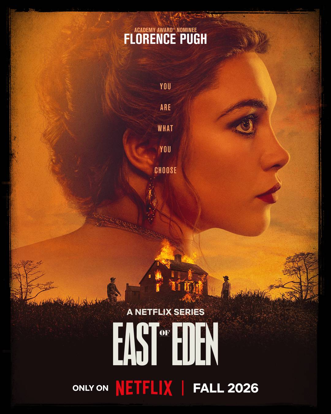 Florence Pugh no centro do pôster de East of Eden da Netflix