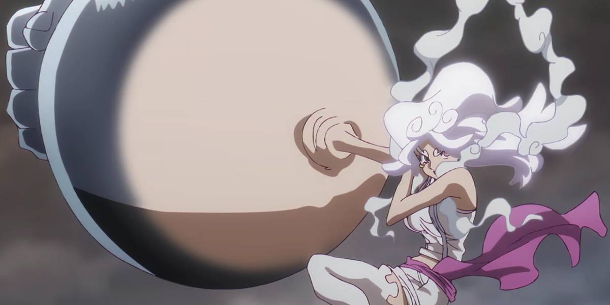 Bonney prepara seu Nika Punch em One Piece.