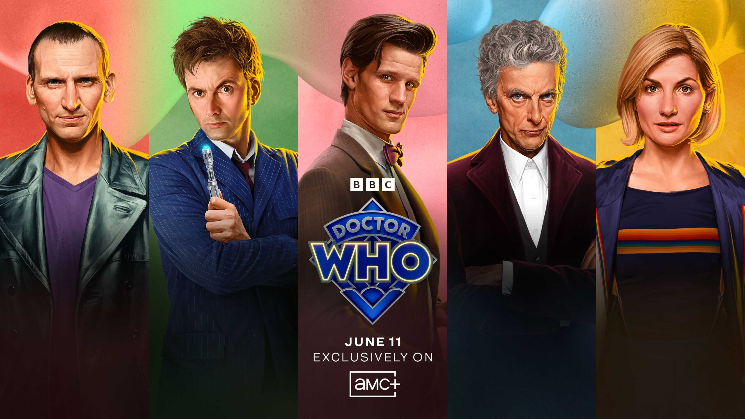 Arte Promocional para o Lançamento do AMC Plus de Doctor Who
