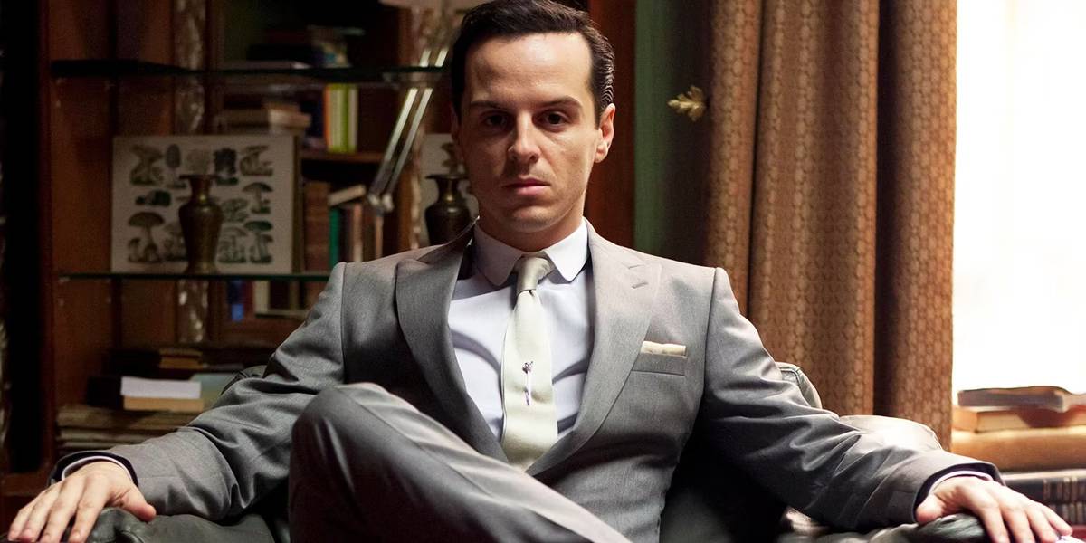 Colagem comparativa com Moriarty ao centro e referências visuais a Sherlock Holmes, Enola Holmes e The Penguin