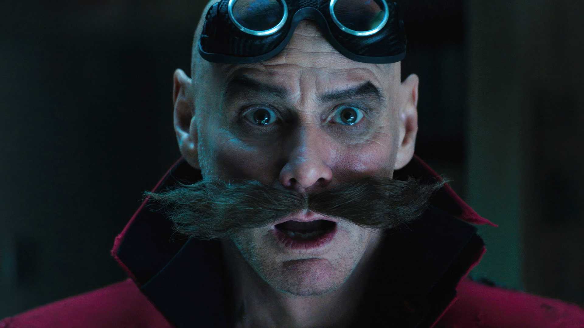 Dr. Eggman (Jim Carrey) parece chocado e triste em Sonic the Hedgehog 3
