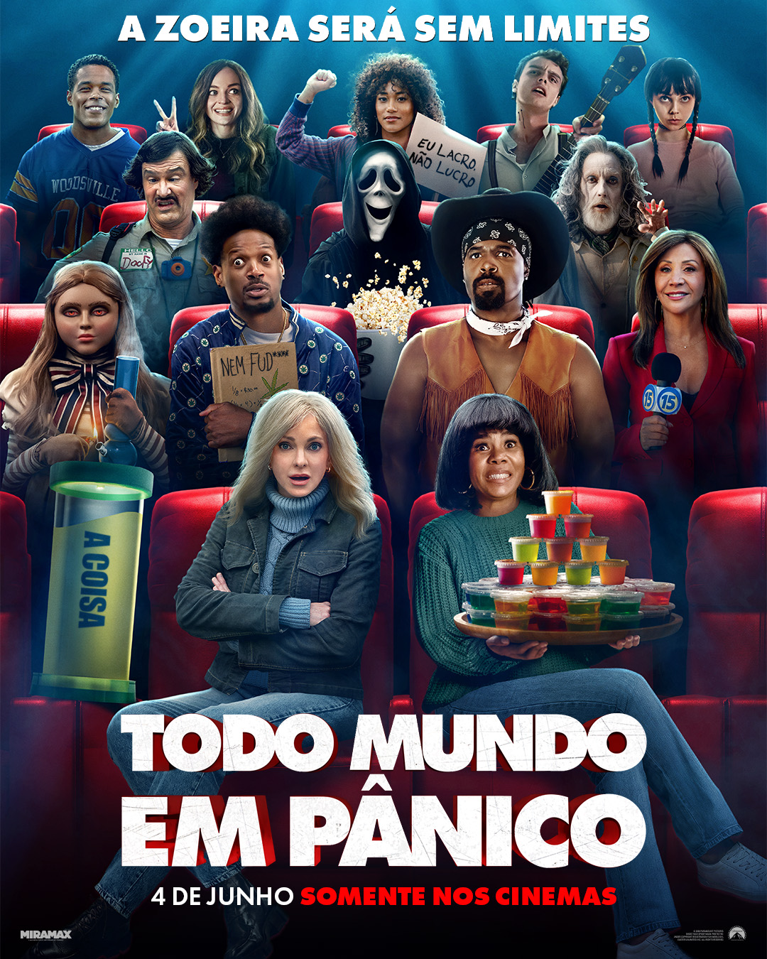 Anna Faris, Regina Hall, Marlon Wayans e Shawn Wayans reunidos em cena de Todo Mundo em Pânico 6