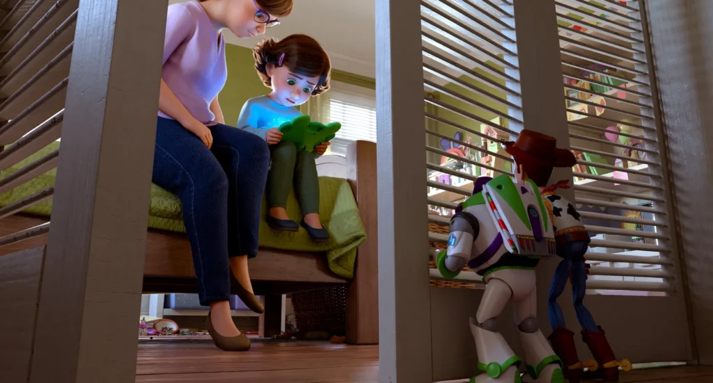 Bonnie hipnotizada por tablet em forma de sapo enquanto brinquedos observam