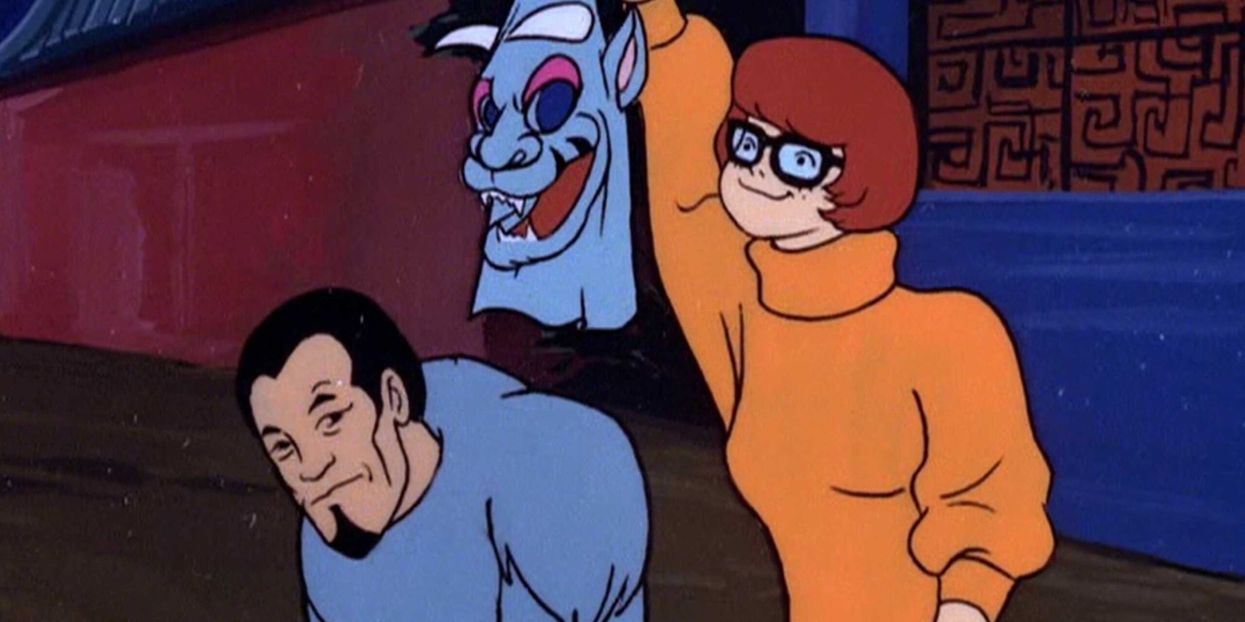 Velma desmascarando um vilão em um episódio clássico de Scooby-Doo