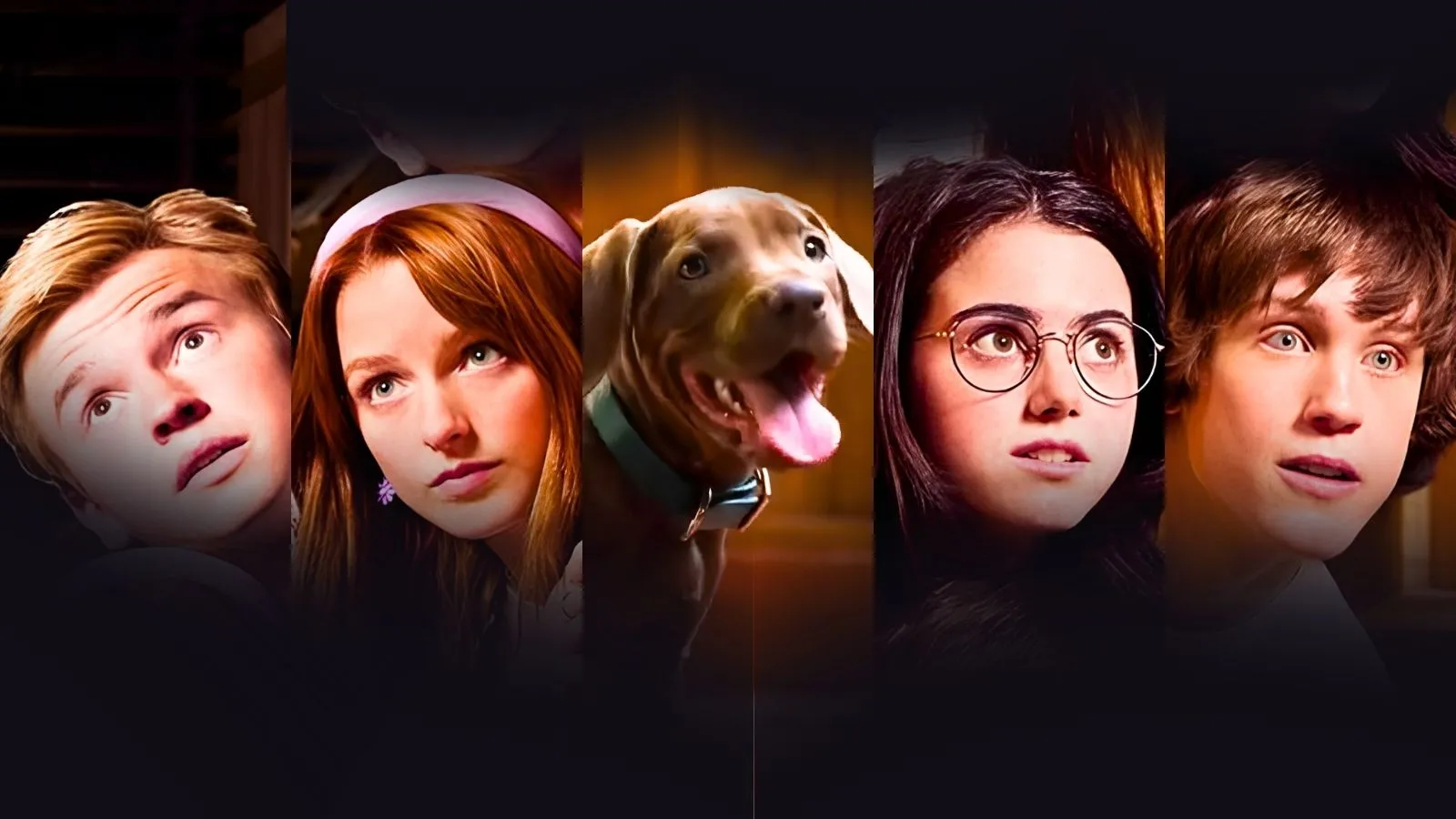 Claquete no set de uma série live-action de mistério adolescente inspirada em Scooby-Doo, com van ao fundo