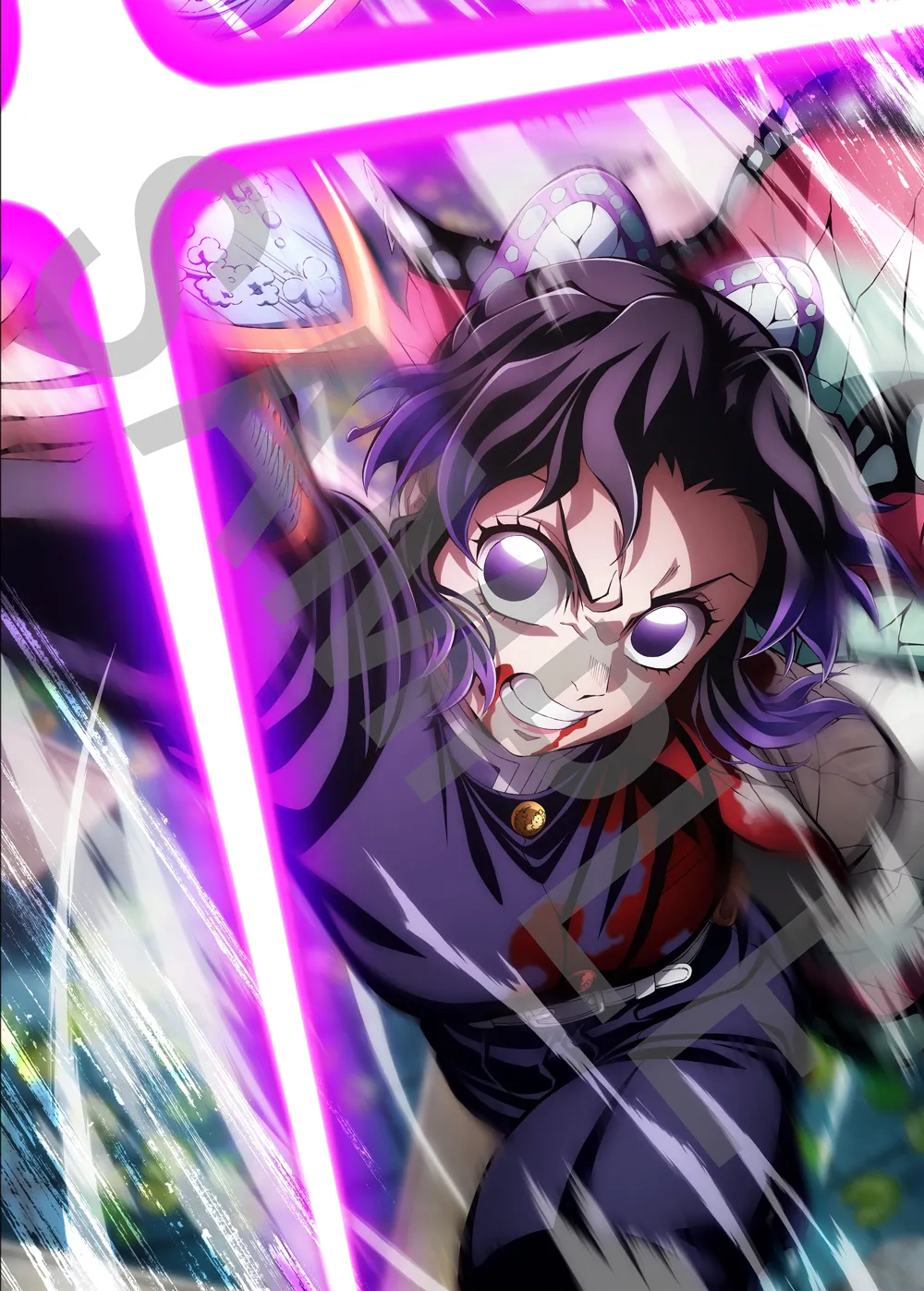 Ilustração bônus de Shinobu para o lançamento em Blu-ray e DVD de Demon Slayer: Castelo Infinito