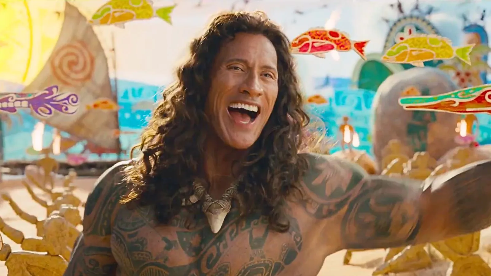 Pôster oficial do live-action de Moana com Moana e Maui em destaque, arte promocional da Disney