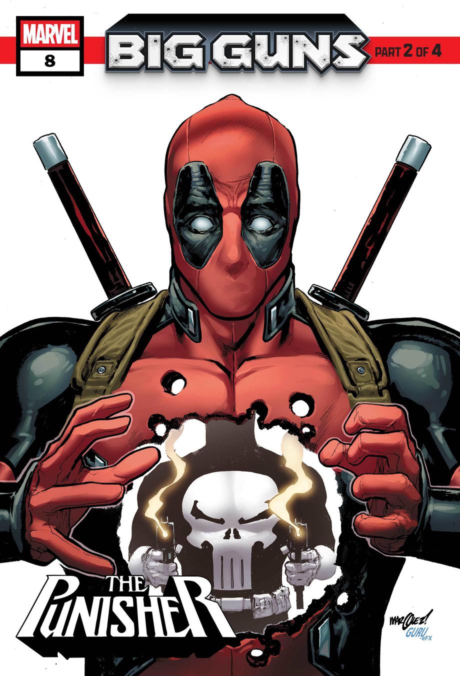 Capas das edições Wade Wilson: Deadpool #8 e Justiceiro #8 lado a lado