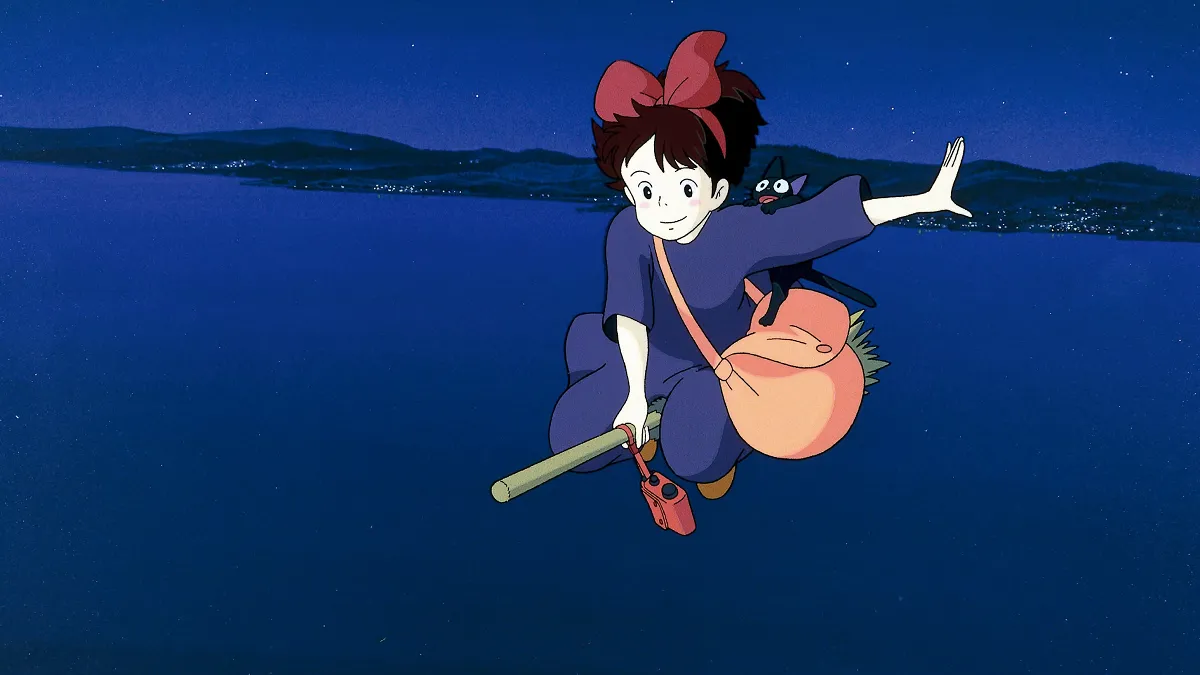 Poster do filme animado O Serviço de Entregas da Kiki disponível na Netflix Brasil, com destaque para Kiki e Jiji