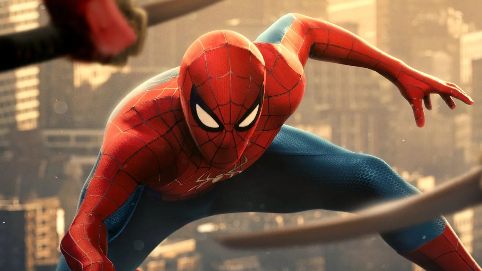 Tom Holland e Zendaya em cena de Homem-Aranha, imagem de divulgação focada no lado urbano e romântico da franquia