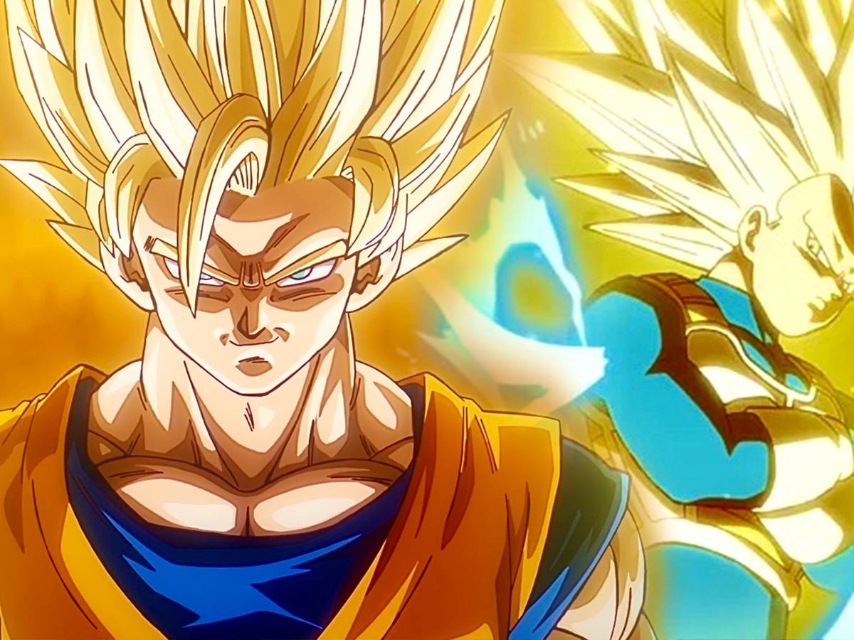 Close de mãos organizando coleção de Dragon Ball com mangás, figures e espaço vazio para display premium