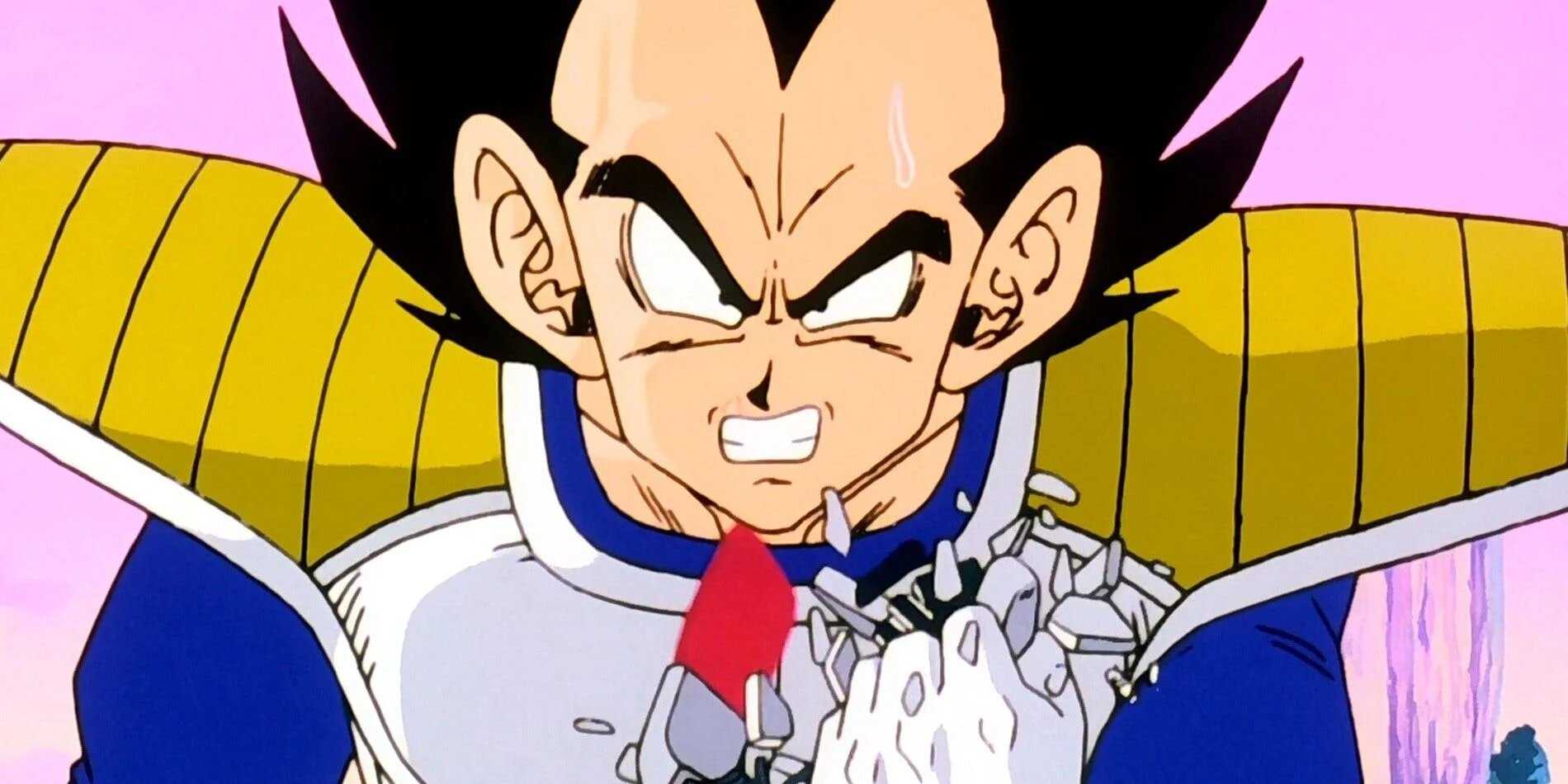 Vegeta esmaga seu scouter em Dragon Ball Z.