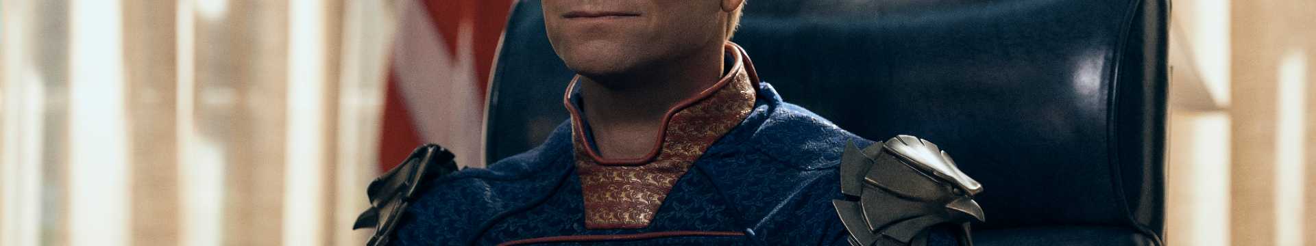 Antony Starr como Homelander sentado no Gabinete Oval em The Boys.