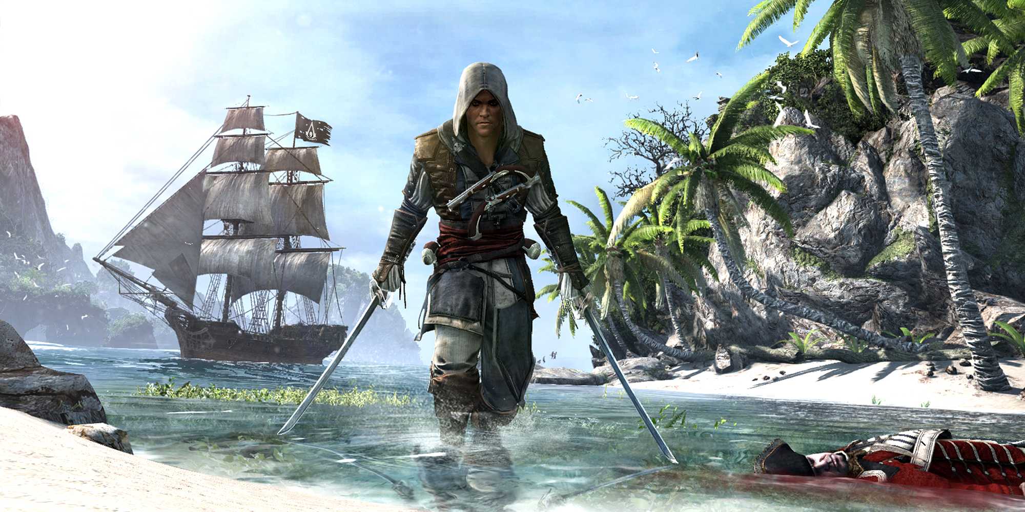 Assassin's Creed IV Black Flag Edward Kenway com lâminas duplas