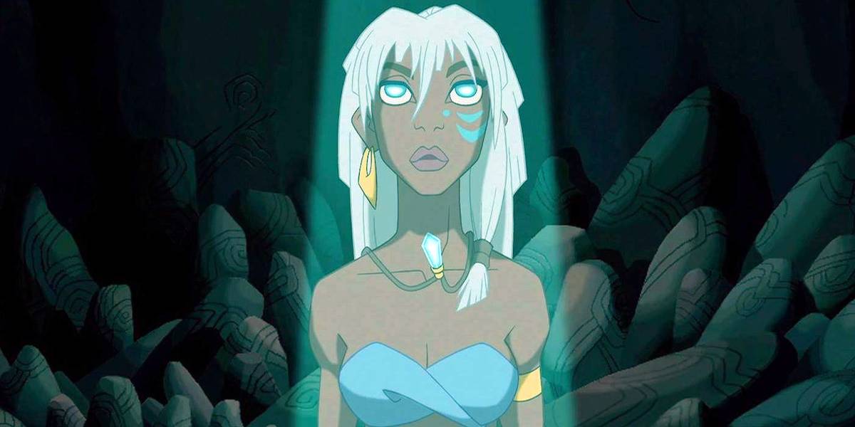 Kida banhada em luz em Atlantis: The Lost Empire da Disney.