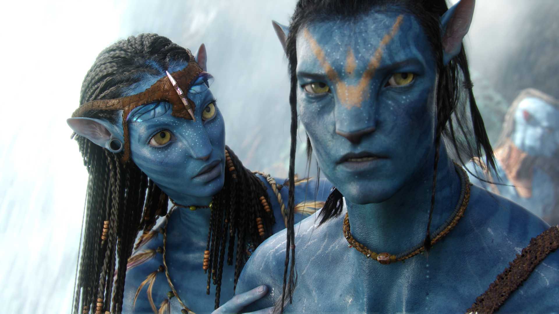 Zoe Saldaña de Avatar como Neytiri e Sam Worthington como Jake Sully