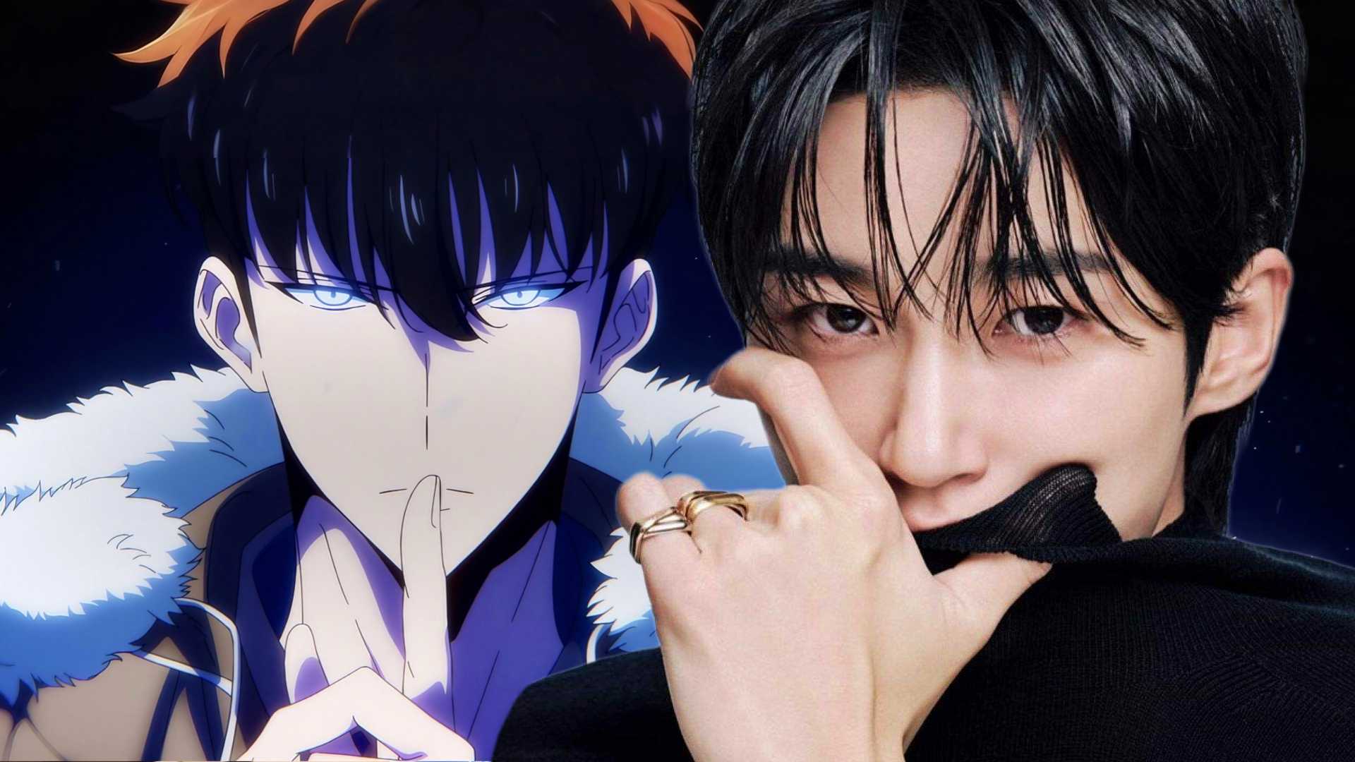 Byeon Woo-seok com Jinwoo de Solo Leveling