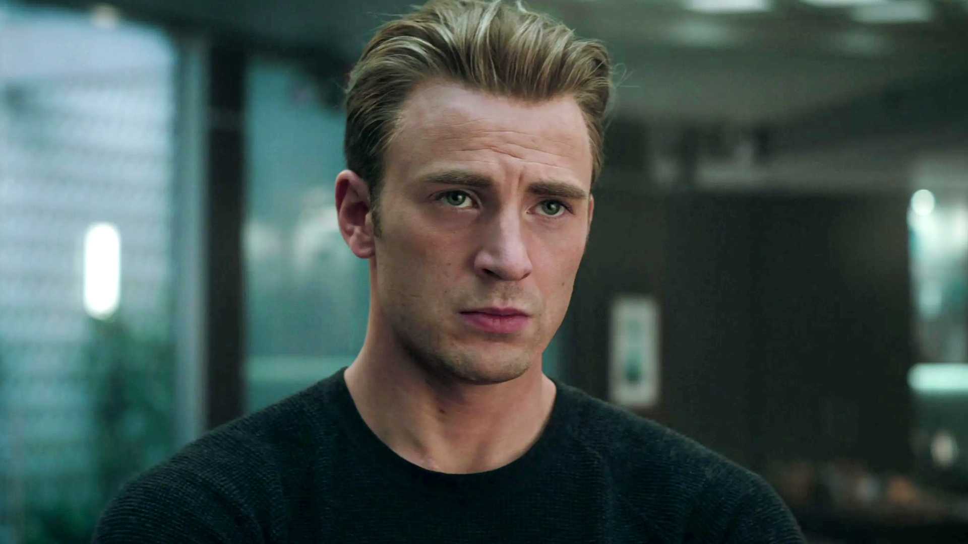Chris Evans' Steve Rogers looking concerned in Avengers: Endgame