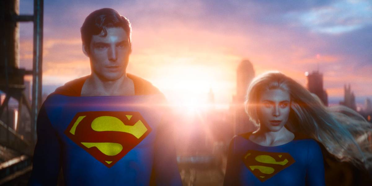 Christopher Reeve como Superman e Helen Slater como Supergirl em The Flash juntos