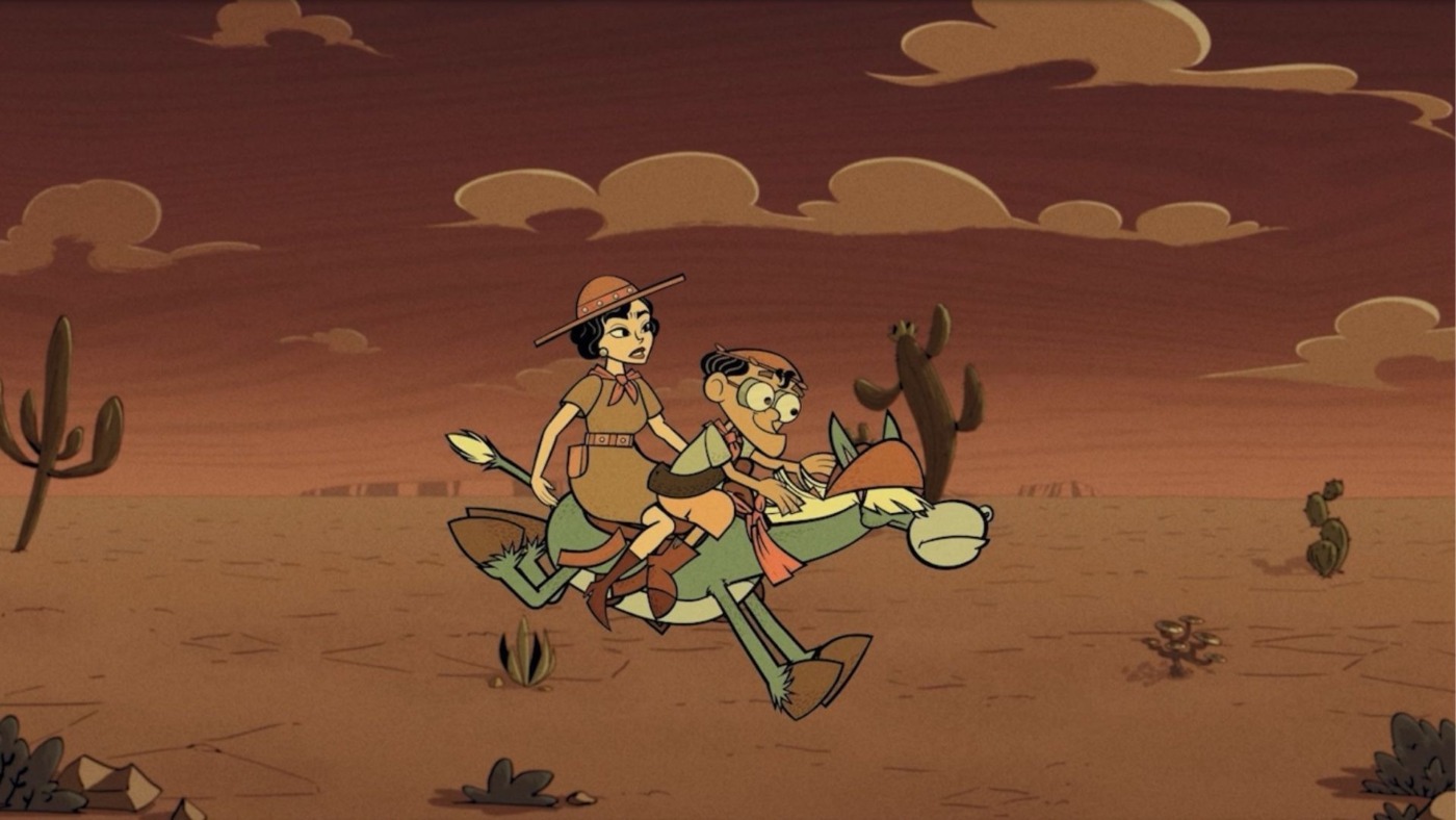 Cena futurista em 3333 com o Cabra da Peste, visual colorido de ficção científica brasileira