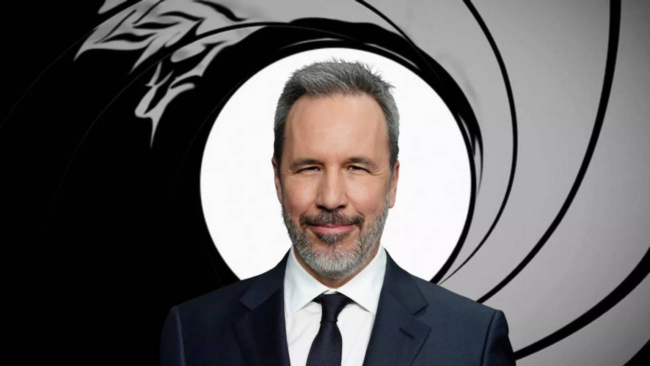 Denis Villeneuve em set de filmagem e logotipo oficial de 007, composição sobre os bastidores do próximo filme