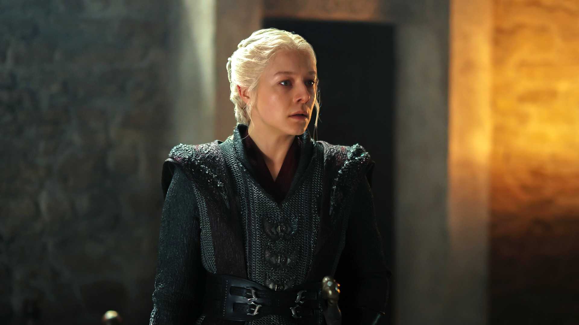 Emma D'Arcy como Rhaenyra Targaryen em House of the Dragon temporada 3 episódio 2