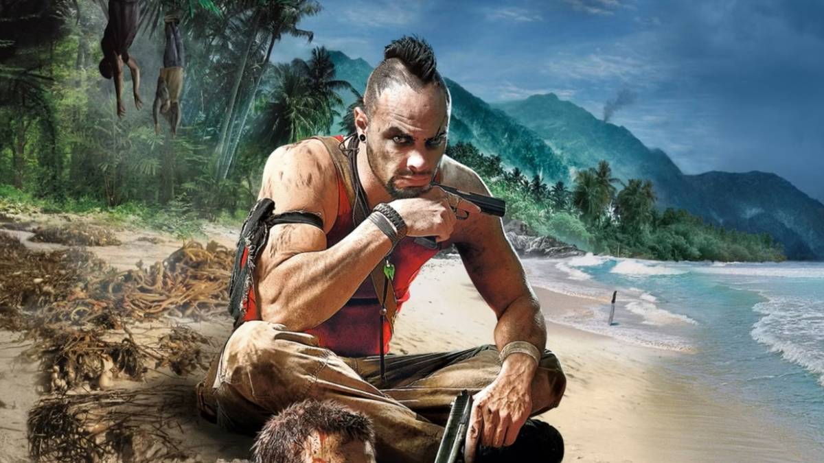 Arte conceitual de Far Cry mostrando selva, posto militar e clima caótico da franquia Ubisoft