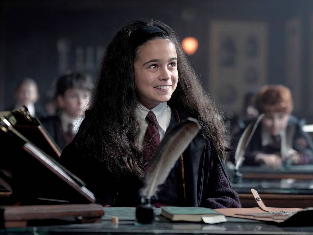 Elenco principal da série Harry Potter da HBO em montagem promocional com Harry, Hermione, Ron, Dumbledore, Snape e Hagrid