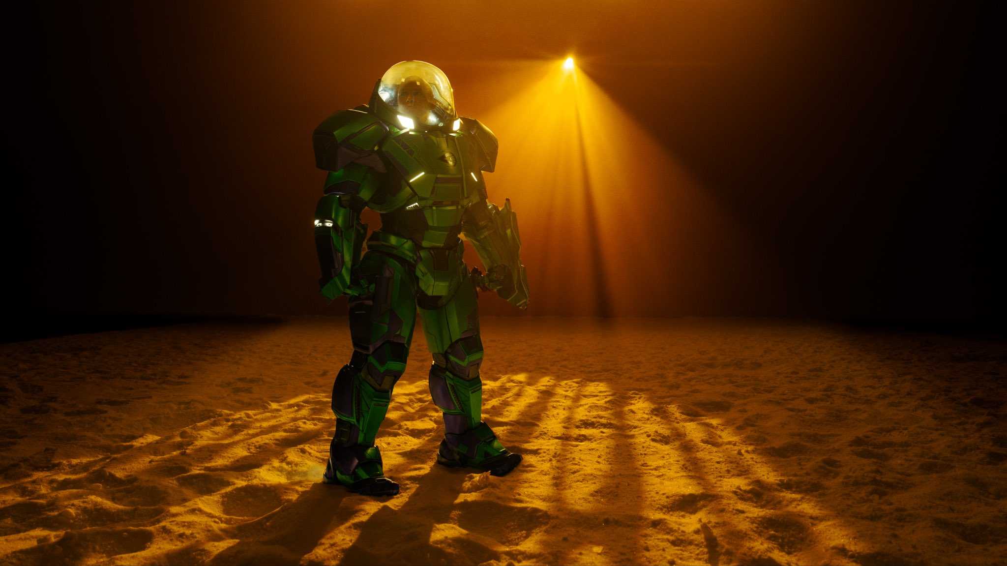 Warsuit de Lex Luthor no set de Man of Tomorrow