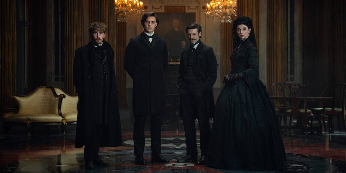 Benjamin, Edward e Arthur Guinness juntos com Anne Plunket em House of Guinness
