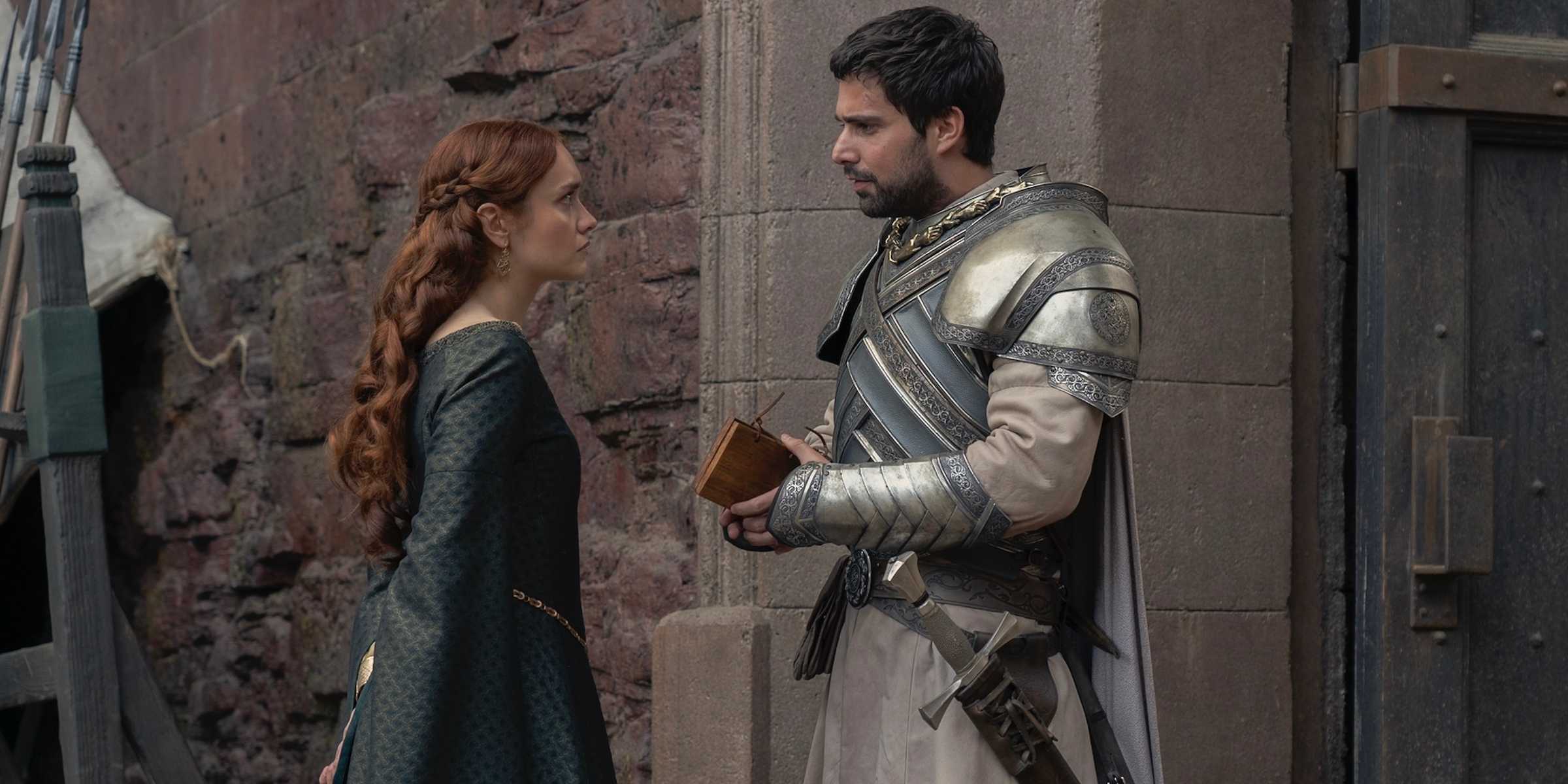Alicent Hightower (Olivia Cooke) e Criston Cole (Fabien Frankel) em House of the Dragon
