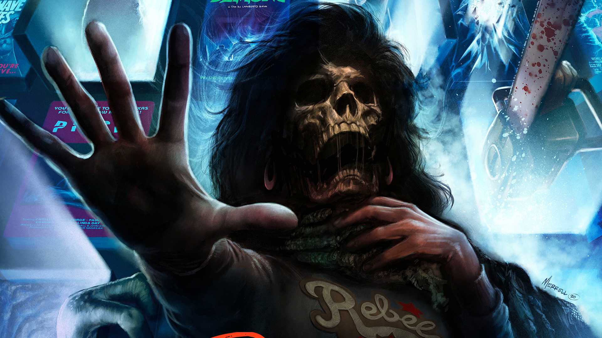 Pessoa com um Rosto de Caveira Estendendo a Mão e Gritando na Capa de In Search of Darkness: Part II