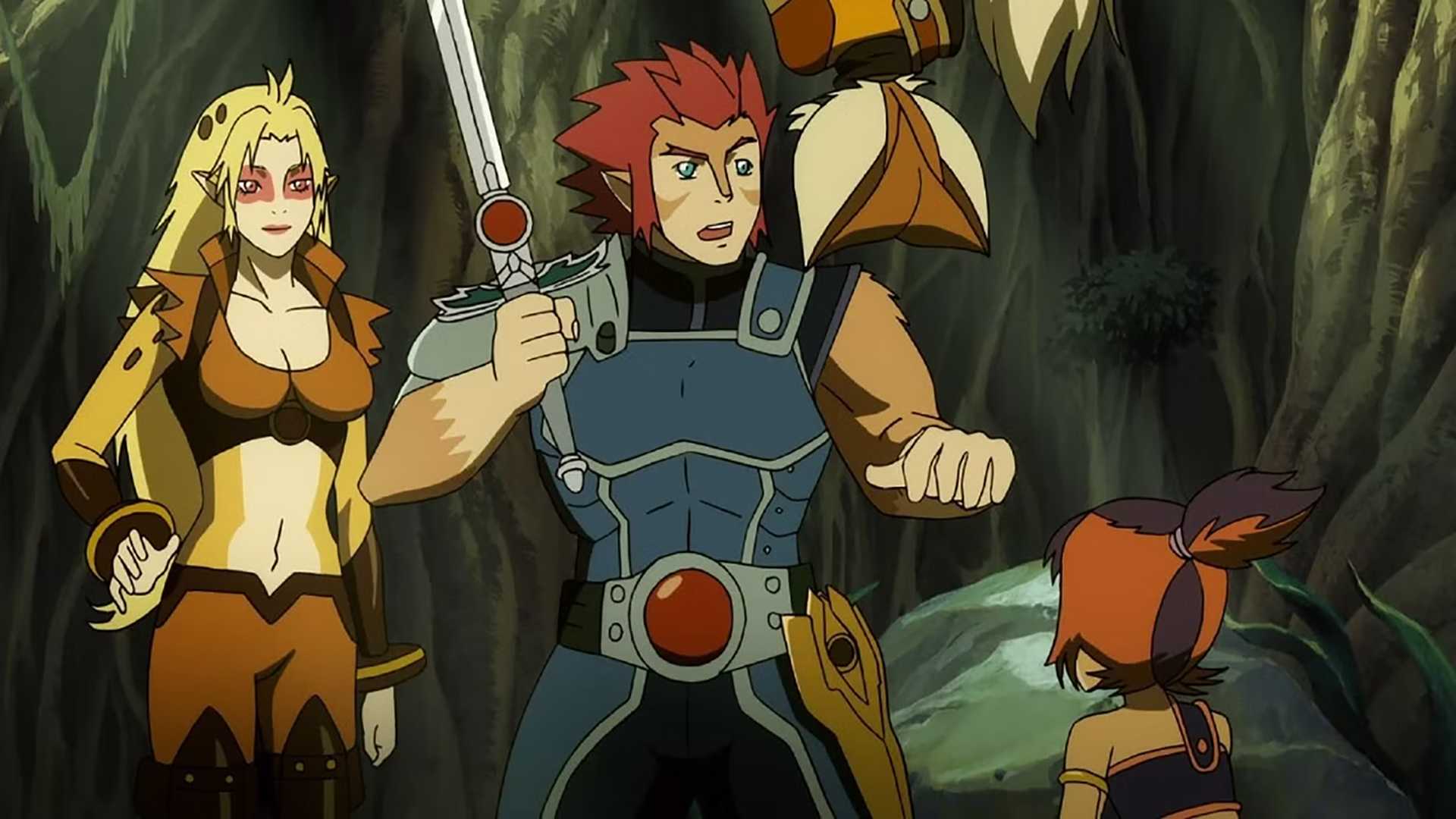 Lion-O looking confused standing next to Cheetara in ThunderCats