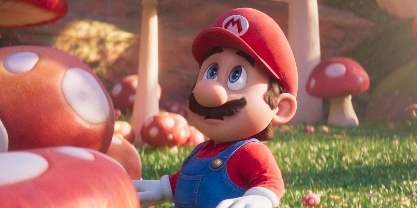 Cena do filme Super Mario Bros. O Filme (2023) com Mario, Luigi e Bowser em ação na jornada pelo Reino do Cogumelo
