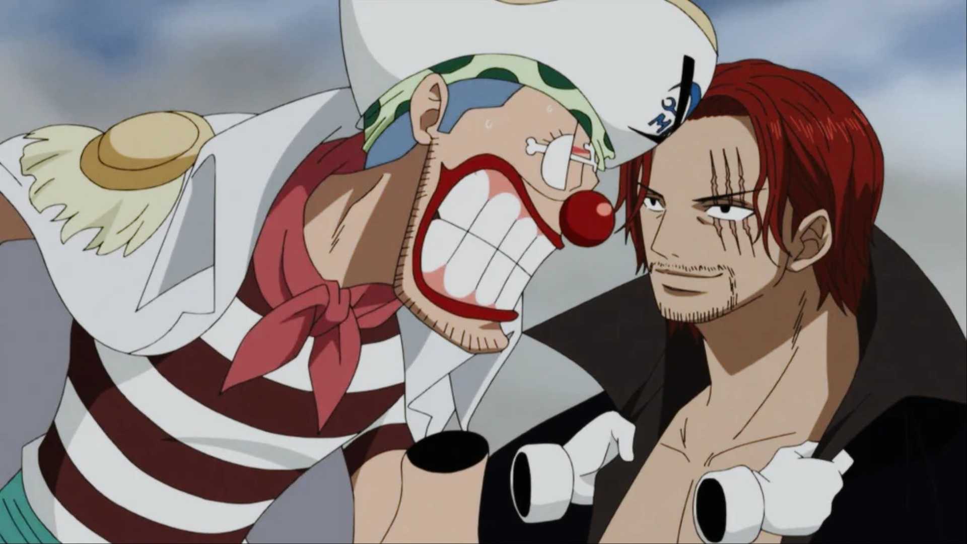 Buggy "ameaça" Shanks durante Marineford em One Piece