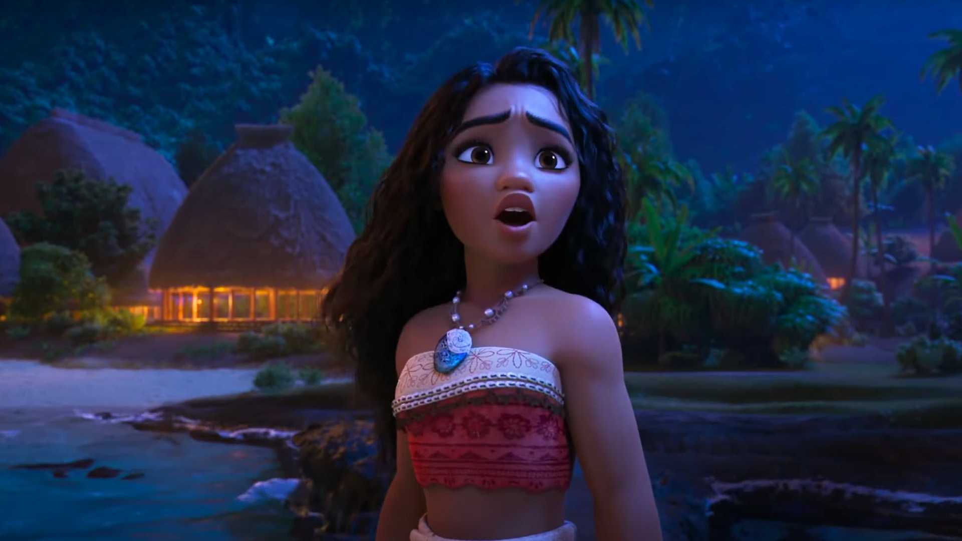 Moana sings at night in Moana 2.