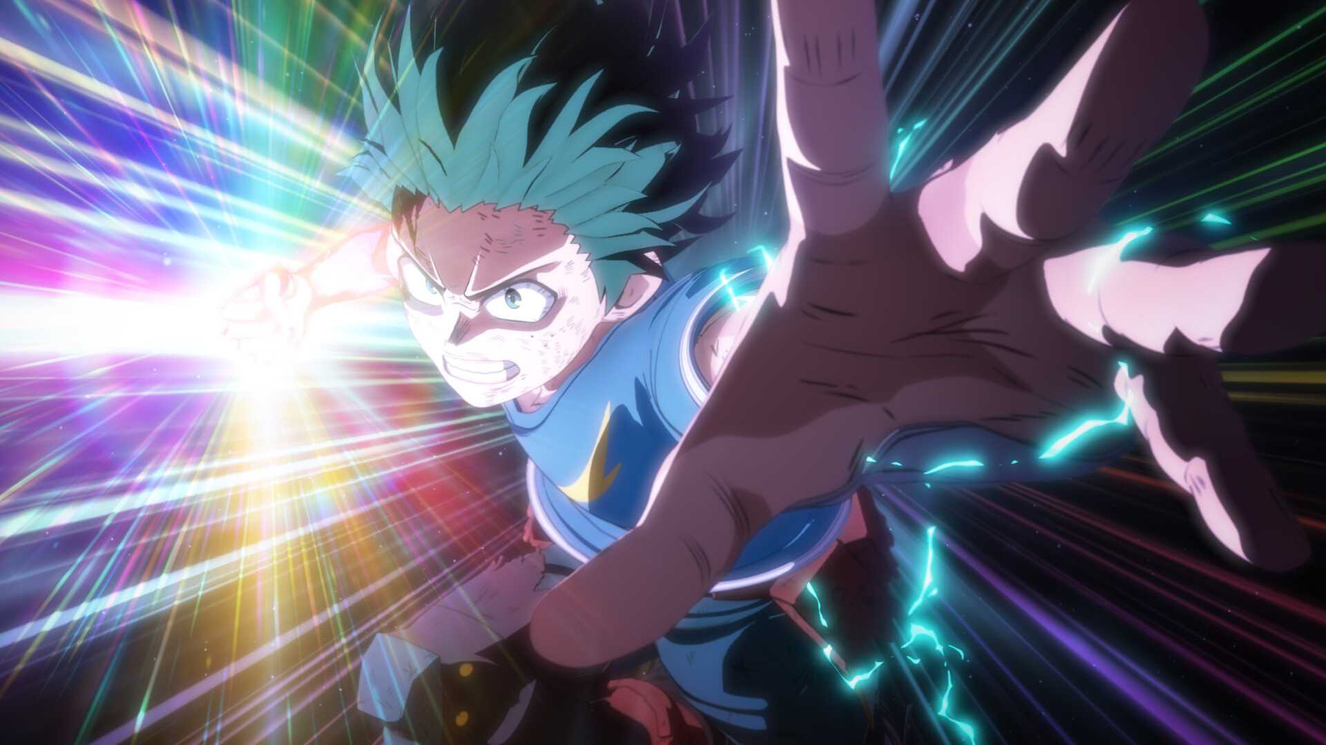 Deku se preparando para lançar um ataque em My Hero Academia All's Justice.