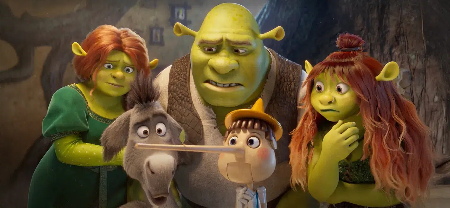 Pôster oficial ou arte promocional de Shrek 5 com o elenco principal