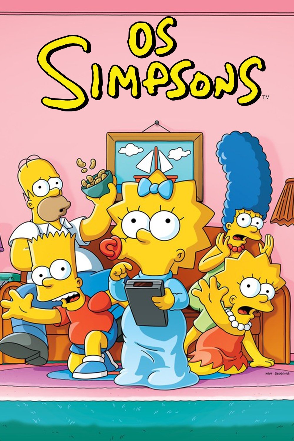 Pôster clássico de Os Simpsons com a família animada