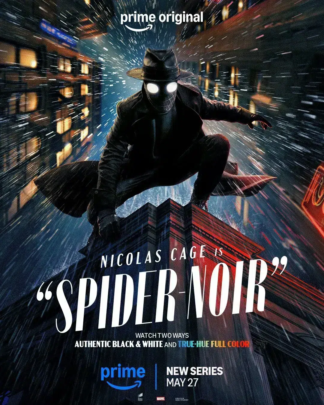 Cena de investigação em escritório escuro de Spider-Noir, com mesa, arquivos e atmosfera policial dos anos 1930