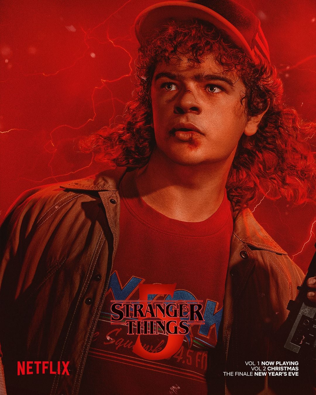 Cena da temporada final de Stranger Things com elenco em momento de tensão