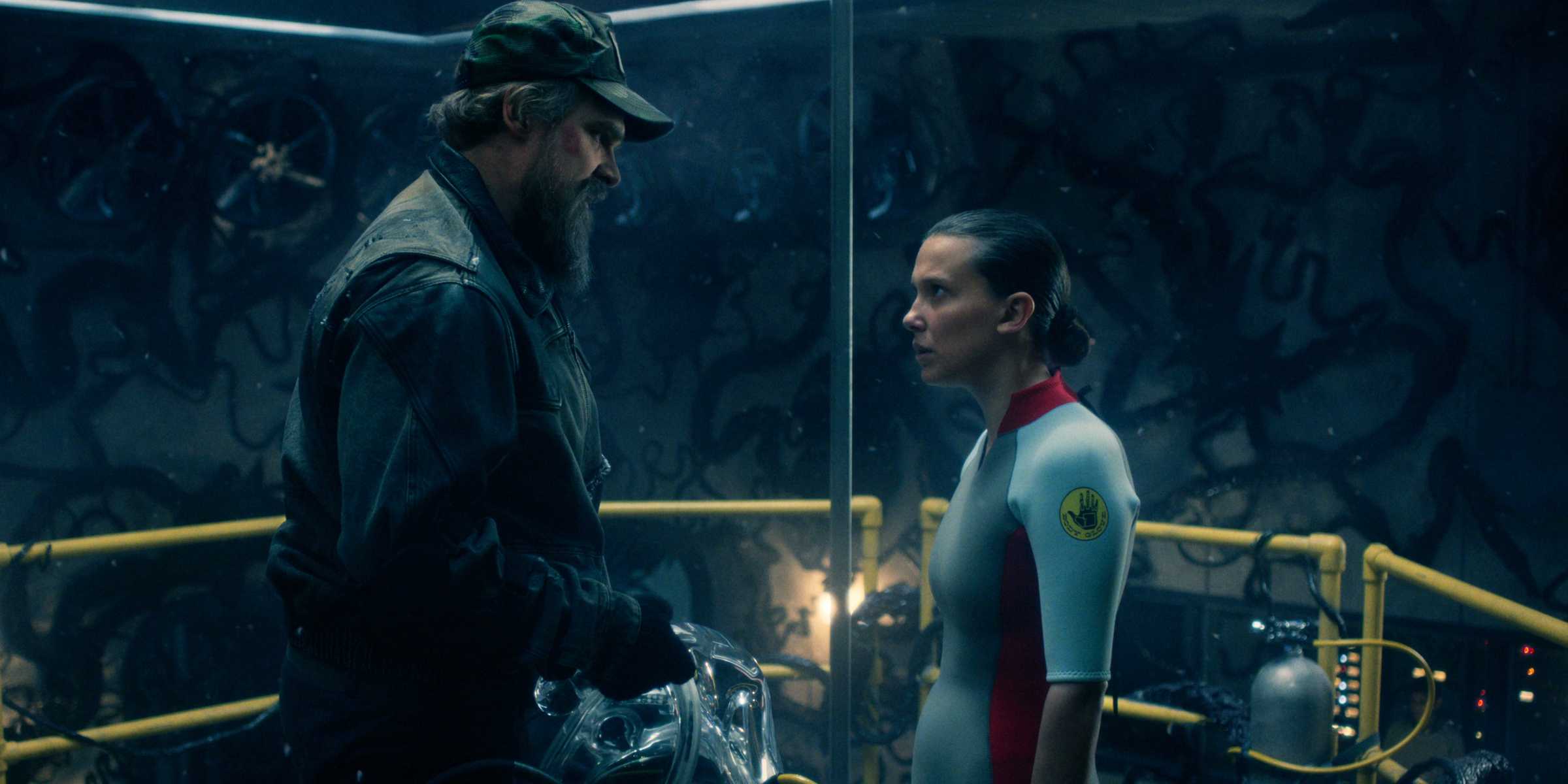 Jim Hopper (David Harbour) e Eleven (Millie Bobby Brown) em Stranger Things
