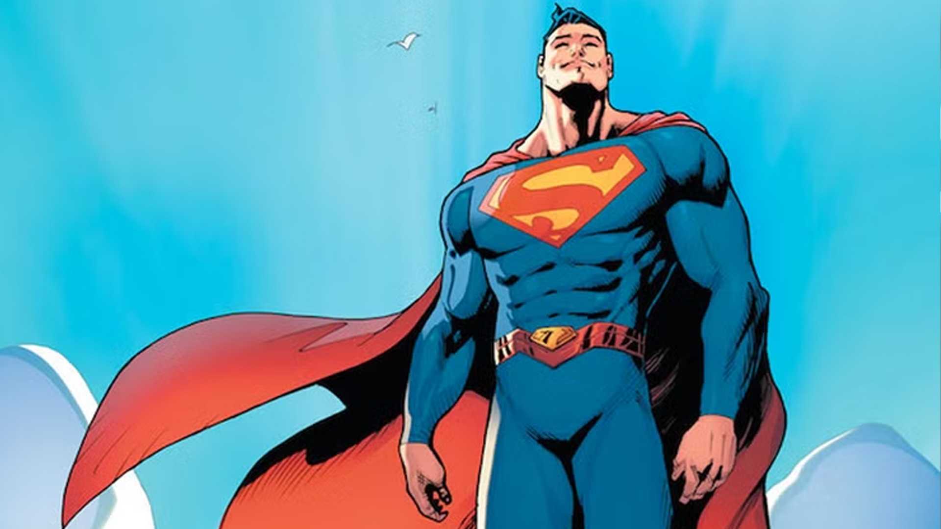 O traje super sem tronco e sem gola do Superman Reborn-1