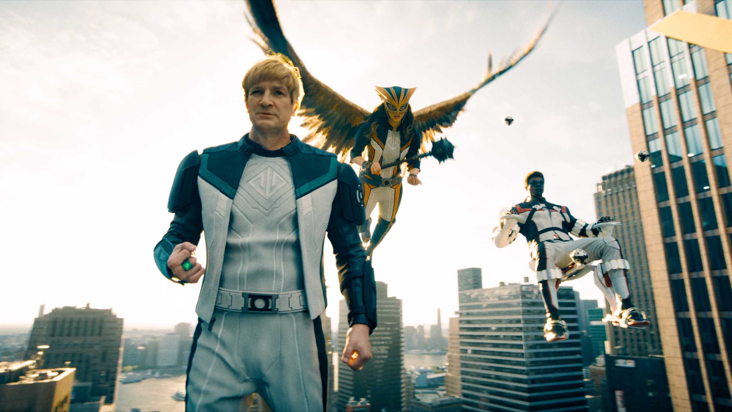 Guy Gardner, Hawkgirl e Mister Terrific em Superman