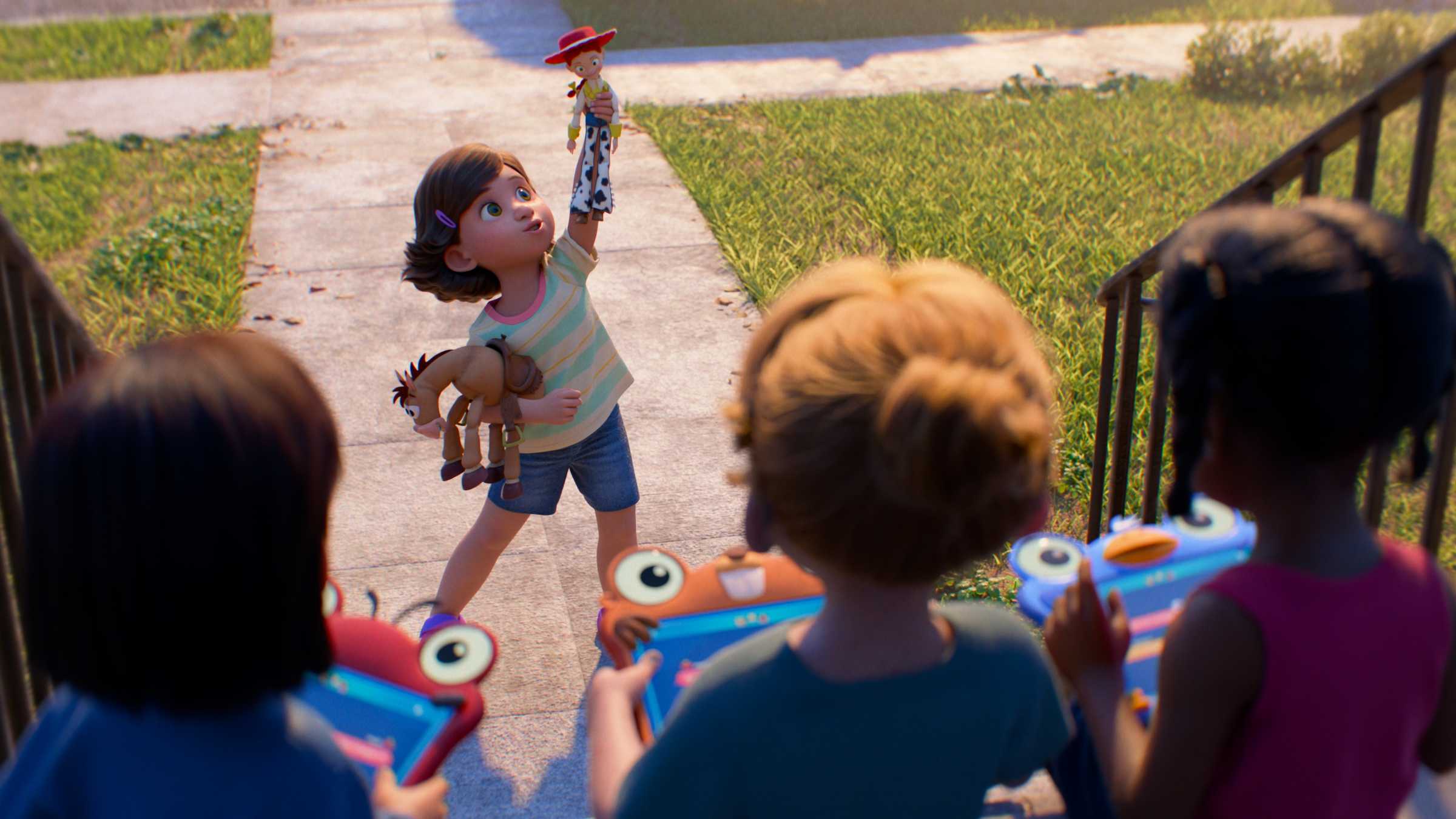 Bonnie holding up Jessie in Toy Story 5