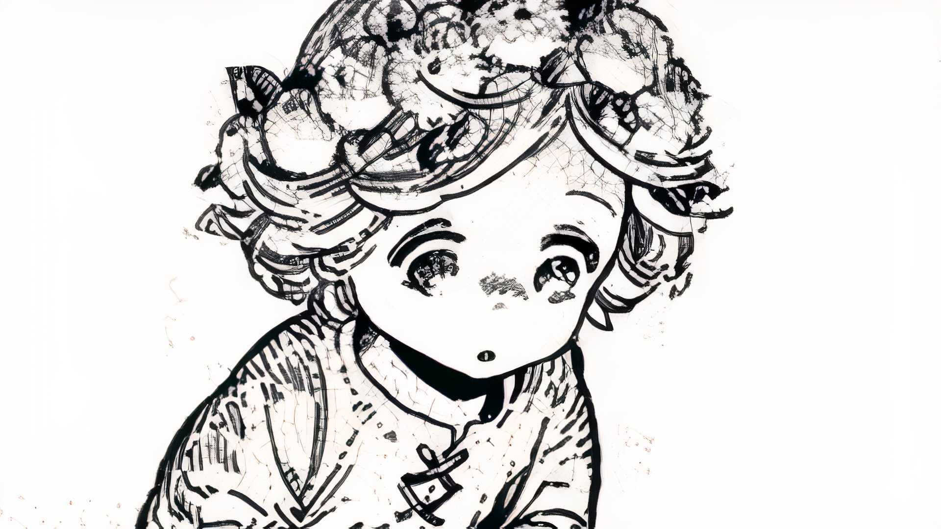 Coco como uma garotinha com uma coroa de flores olha para baixo em direção à magia no manga Witch Hat Atelier